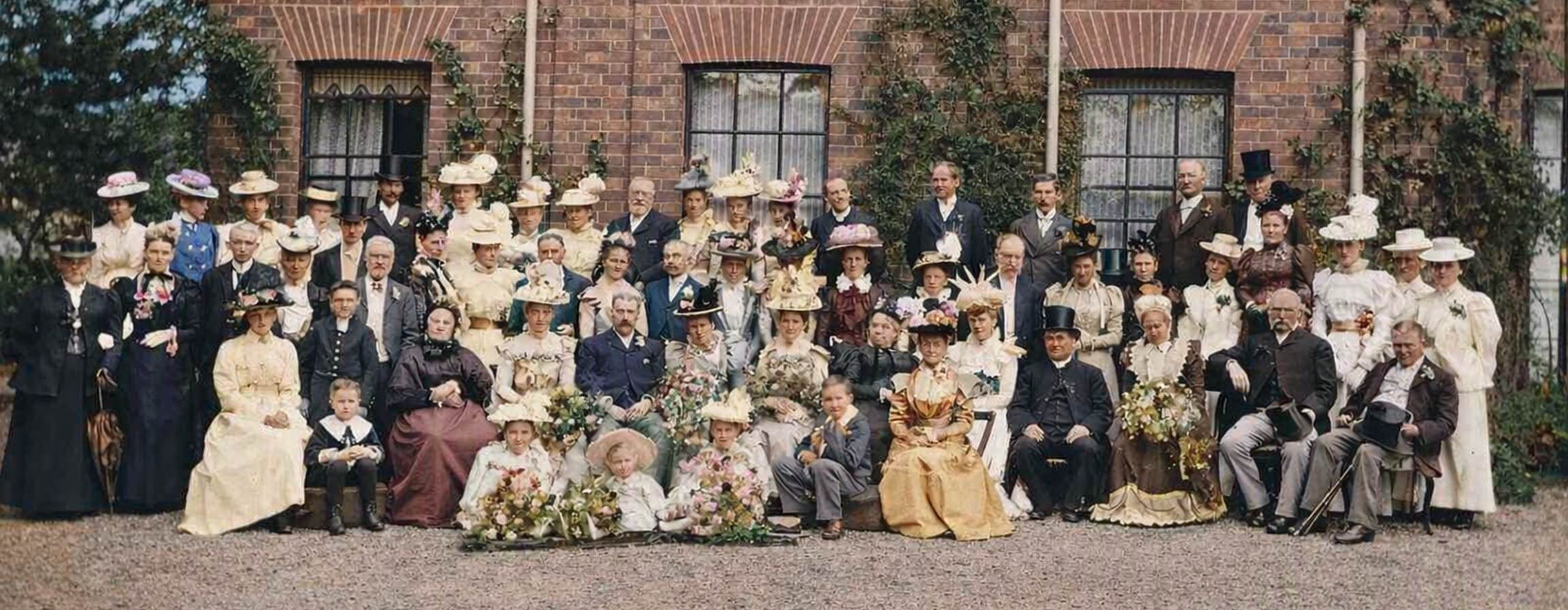 Colourised historical group portrait